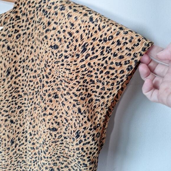 Vintage 80s Cheetah Leopard Cap Sleeve Sheath Dress Women Size Large - Picture 5 of 11